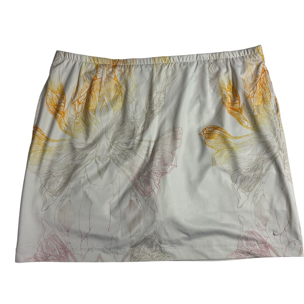 Nike Golf Tour Performance Floral Print Skirt White Orange XL